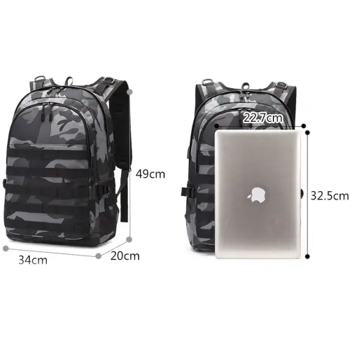 Open main compartment of camouflage tactical backpack